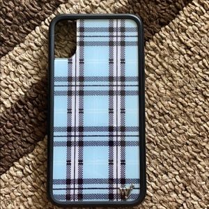 iphone x/xs blue plaid wildflower case